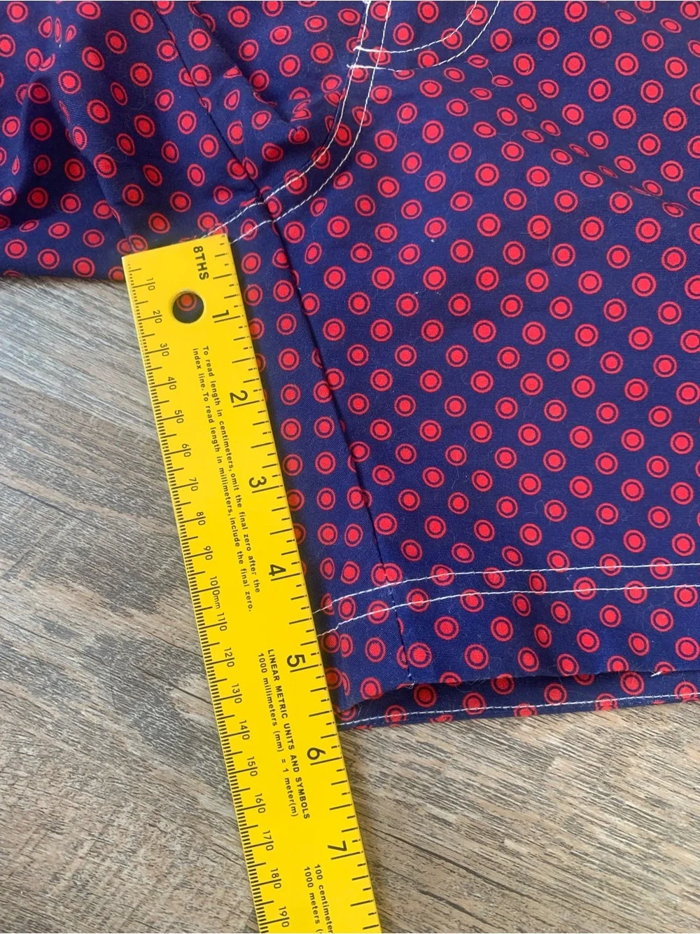 Heron Haberdashery Navy Swim Shorts with Red Dot Print